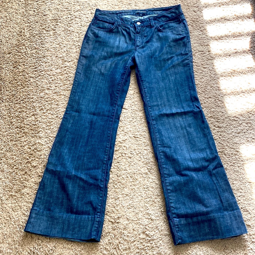 Banana Republic Wide Leg Flare Jeans Dark Wash Women's Size 6